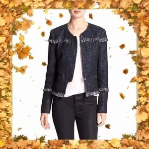 **Host Pick** EUC Banana Republic Navy Fringe Jacket Size 8 petite